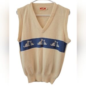 VTG BRIMWICK DOG GRAPHIC SLEEVELESS V-NECK SWEATER VEST. SIZE SMALL.